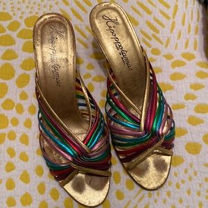 Vintage metallic rainbow shoes